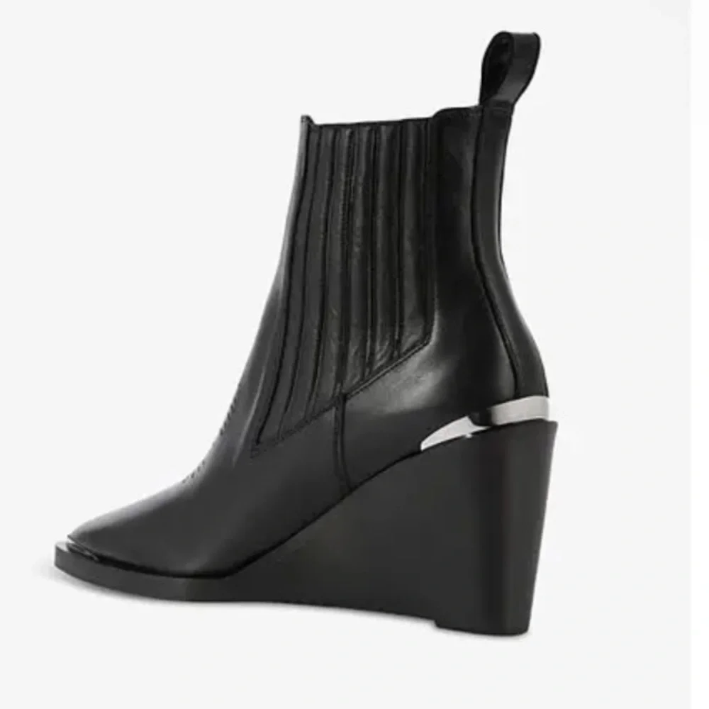 THE KOOPLES Wedge-Heel Leather Ankle Boots Black shoes booties 41 10